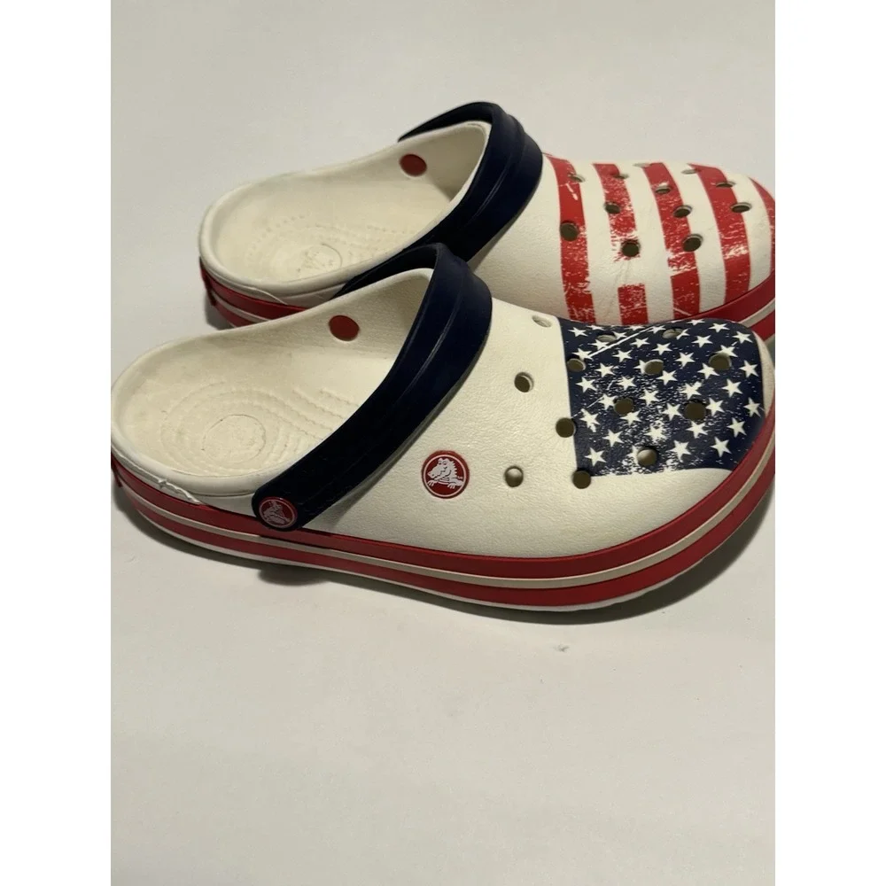 Crocs Adult Shoes Classic American Flag USA Clogs Men 6 Women 8 Patriot